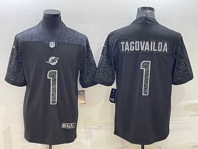Men's Miami Dolphins #1 Tua Tagovailoa Black Reflective Limited Stitched Football Jersey,We sell and wholesale Men's Miami Dolphins #1 Tua Tagovailoa Black Reflective Limited Stitched Football Jersey on line form chian!